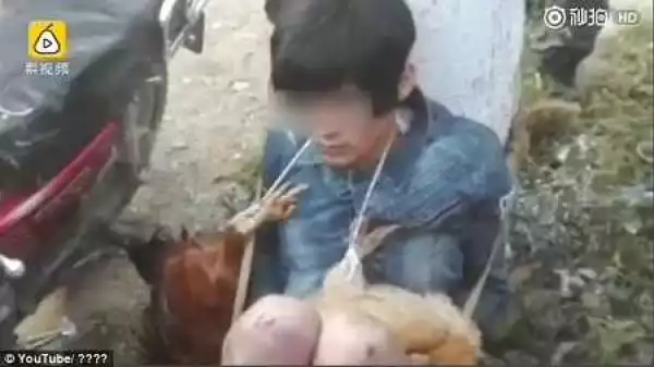Omg! Villagers Disgrace Man by Stripping Him After He was Caught Stealing Chicken (Photo)